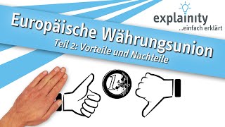 Europäische Währungsunion einfach erklärt – Teil 2 Vor und Nachteile explainity® Erklärvideo [upl. by Aneled]