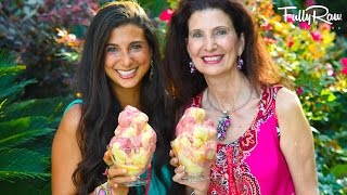 Strawberry Lemonade Ice Cream with Mom FullyRaw Vegan Recipe [upl. by Nawuj]