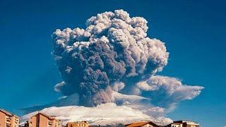 Italys Mount Etna volcano spewing smoke and ash in new eruption [upl. by Rudman530]