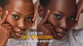 SKIN RETOUCHING STEP BY STEP amp COLOR GRADING TUTORIAL IN PHOTOSHOP  Frequency Separation [upl. by Hearsh739]