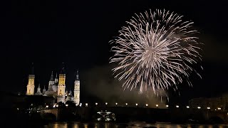 Fuegos Artificiales del final de Fiestas del Pilar 2024 en Zaragoza [upl. by Nosbig539]