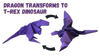 How to make a Paper Dragon Transforms to TRex Dinosaur  Origami TRex Dinosaur Transformer [upl. by Eilyac]