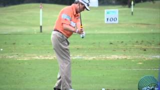 Champions Tour  Mark McNulty using the Swingyde training aid [upl. by Arodnap]