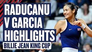 Highlights  Raducanu v Garcia  GB v France  Billie Jean King Cup Qualifier 2024  LTA [upl. by Tamarah]