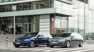 Mercedes CClass Estate vs Audi A4 Avant [upl. by Idnic]