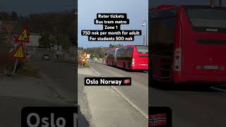 Price for RUTER tickets in Norway Oslo shortvideo norway [upl. by Eldwun]