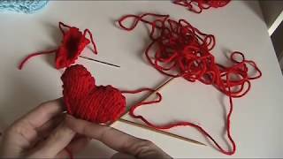 Cuore ai ferri  cuore a maglia  lavorare a maglia  knit heart [upl. by Darell]