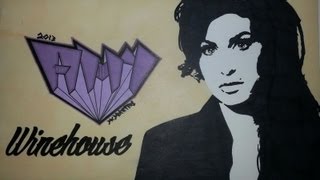 Amy Winehouse Graffiti Letters amp Stencil Drawing  Amy Tribute [upl. by Johannessen]