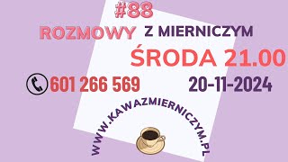 Rozmowy z Mierniczym 88 tel 601266569 Środa 20112024 godzina 2100 [upl. by Yllitnahc]