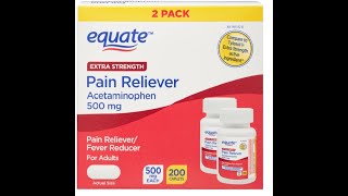 Equate Extra Strength Acetaminophen Pain Reliever Caplets 500 mg [upl. by Aidualc]