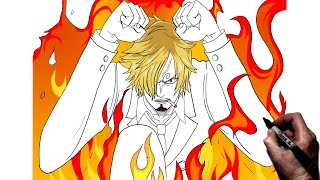 How To Draw Sanji Diable Jambe  Step By Step  One Piece [upl. by Ayna652]