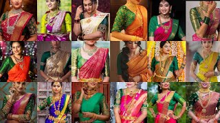 100Green Blouse With Prefect Matching Saree IdeasContrast Color Combination Saree For Green Blouse [upl. by Domel]