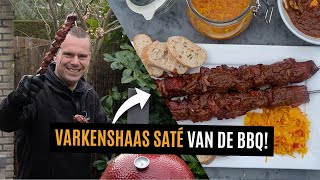 Varkenshaas saté van de BBQ met zelfgemaakte atjar en pindasaus  BBQPROOF [upl. by Amado487]