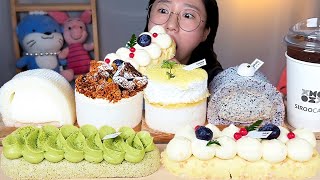 시루케이크 설기케이크 롤떡케이크 떡케이크 디저트 먹방 🍡 Dessert Mukbang [upl. by Ocirled]