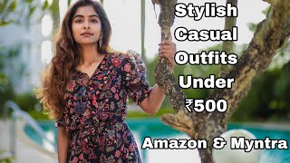 Amazon amp Myntra casual wear haul Under ₹500Bodycon dresses  Asvi Malayalam [upl. by Ches775]