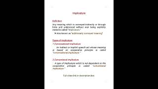 implicature in pragmatics  Types of implicature [upl. by Marabel]