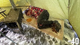 35° Solo Camping 4 Days Hot Tent Winter Camping in Snow Wood Stove Cooking Bushcraft Camp [upl. by Pulchi]