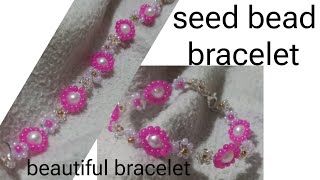 how to make seed bead bracelet daisy flower bracelet [upl. by Perot317]