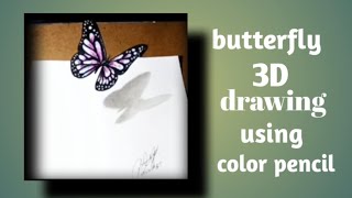 butterfly 3D drawing using color pencil easy for beginners [upl. by Lot]