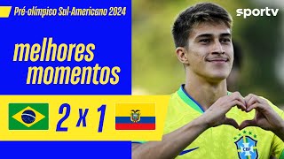 BRASIL 2 X 1 EQUADOR  MELHORES MOMENTOS  PRÉOLÍMPICO SULAMERICANO MASCULINO 2024  sportv [upl. by Yennep567]