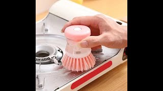 Kitchen Wash Pot Dish Brush Washing Utensils with Washing Up Liquid Soap Dispenser Household [upl. by Ayotaj870]