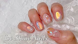 Shining like a jewel How to do ice stone self nail  Korean Nail Art [upl. by Elakram358]