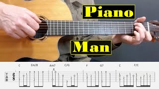 Piano Man  Billy Joel  Fingerstyle guitar with tabs [upl. by Landrum]