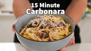 15 Minute Authentic Creamy Pasta Carbonara [upl. by Eelame]