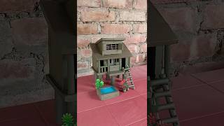 Beautiful miniature clay house making 🏡  clayhouse mudhouse craft [upl. by Micro629]