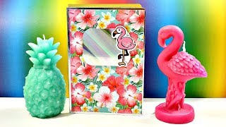 BASTELN 🌴 HEFTE verschönern 🌴 Flamingo Back to School Ideen 🍍 Tagebuch selber machen [upl. by Cleo]