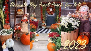 NEW🍁🍂DECORATE MY FRONT PORCH FOR FALL 2023🍂🍁TRADITIONAL FALL DECOR🍊 [upl. by Perr]