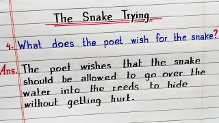 What does the poet wish for the snake  The Snake Trying  Class 9 English  NCERT [upl. by Rebma]