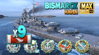 Battleship Bismarck 9 ships destroyed  World of Warships [upl. by Fabian]