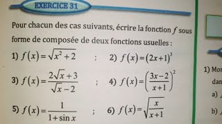 Composée de deux fonctions numériques exercice 31 page 81 ALMOUFID [upl. by Dincolo]