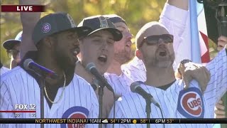 Chicago Cubs sing Go Cubs Go with fans [upl. by Ilrahc256]