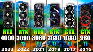 RTX 4090 vs 3090 Ti vs 3080 Ti vs 2080 Ti vs 1080 Ti vs 980 Ti  GenerationWise Flagship GPUs [upl. by Suivatra12]