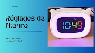 Comment régler heure date réveil lumineux Night Light Led Music Alarm Clock SeutgJie Amazon [upl. by Evatsug]