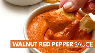 MUHAMMARA Recipe Roasted Red Pepper and Walnut Dip [upl. by Brena55]