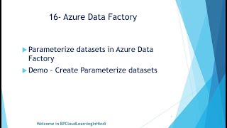 16 Parameterize Datasets in Azure Data Factory in Hindi [upl. by Deerc]