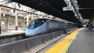 Amtrak HD 60fps Acela Express Train 2159 Departs Newark Penn Station 82718 [upl. by Devon]