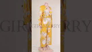 GIRLMERRY XL5XL plussize flower batch printing 5 colors with belt jumpsuit Wholesale CA002411 [upl. by Wilone]