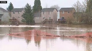 High water floods Scappoose park creeps close to homes [upl. by Anh873]