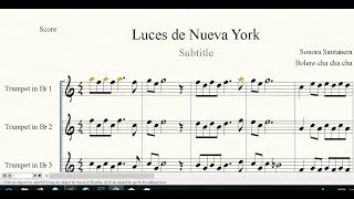 Partitura luces de nueva york para 3 trompetas videopartitura [upl. by Yelah]