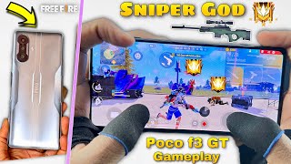 Poco f3 gt free fire gameplay test 3 finger handcam awm sniper headshot MediaTak dimensity 1200 cpu [upl. by Otrevlig]