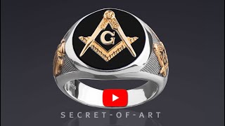 Masonic Ring Freemason Mason Masonry 925 Silver GoldPlated All Seeing Eye black [upl. by Lusar]