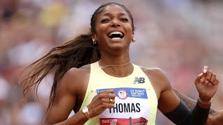 Gabby Thomas upsets Sha’Carri to win 200m Final at Trials [upl. by Yoj]