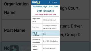 Allahabad High Court Notification 2024 Apply Online for 3306 Junior Assistant Driver Stenographer [upl. by Bowerman]