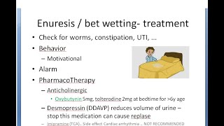 Pediatrics Enuresis Bet wetting trea child nocturnal Oxybutynin Tolterodine desmopressin DDAVP [upl. by Aliakim]