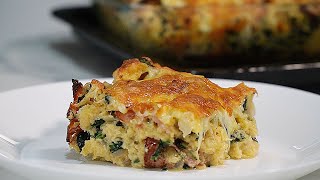 SAVOURY Spinach and Cheese BREAD PUDDING [upl. by Darelle]