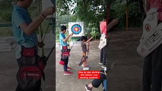 How to shoot arrows step by step 🎯🏹  Archery training  archery sports [upl. by Lessur]